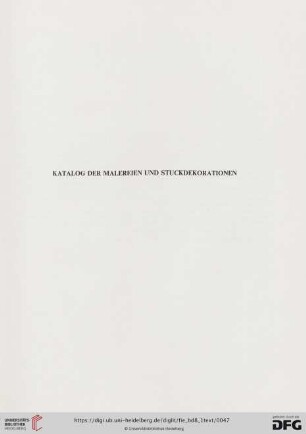 Katalog der Malereien und Stuckdekorationen