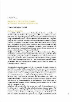 Das Institut für Deutsche Sprache im fünfzigsten Jahr seines Bestehens