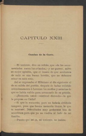 Capítulo XXIII - Camino de la Corte.