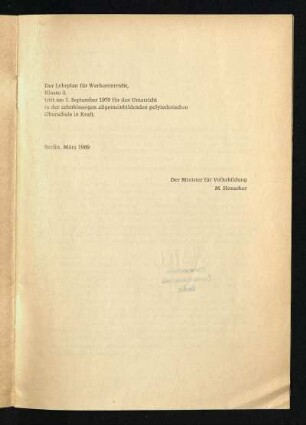 Der Lehrplan für ...