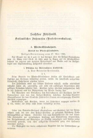 Sechster Abschnitt. Oeffentliches Fuhrwesen (Verkehrsanstalten)