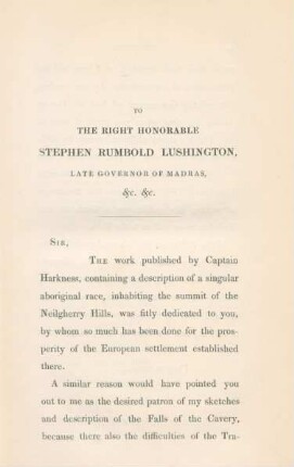 To the right honorable Stephen Rumbold Lushington, late governor of Madras