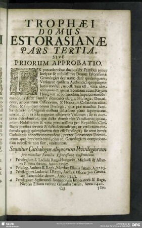 Trophaei Domus Estorasianae Pars Tertia