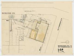 Bürohaus Bayreuther Straße 7-8 / Wittenbergplatz 4, Berlin-Schöneberg: Lageplan 1:200