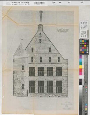 Münster (Münster) Rathaus Rückansicht 1952 1 : 100 47 x 81 Pause Benteler und Wörmann, Münster Staatshochbauamt Münster