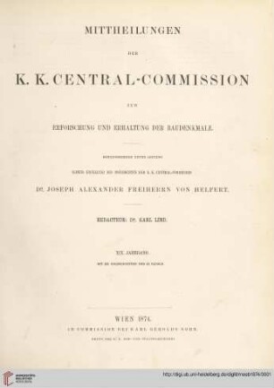 Mittheilungen der K.K. Central-Commission zur Erforschung und Erhaltung der Baudenkmale