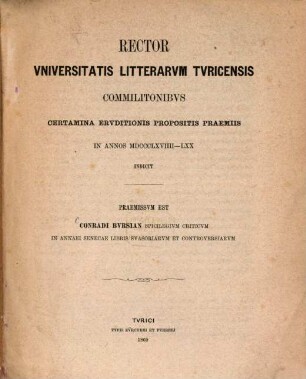 Spicilegium criticum in Annaei Senecae libris svasoriarum et controversiarum : (Programm.)