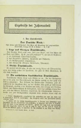Ergebnisse der Jahresarbeit