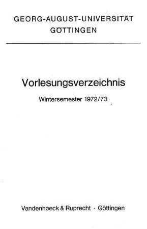 WS 1972/73: Vorlesungsverzeichnis