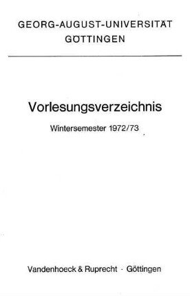 WS 1972/73: Vorlesungsverzeichnis