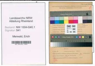 Entnazifizierung Erich Merwald , geb. 02.09.1897 (Schlosser)