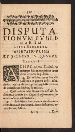 Disputatio Prima De Judicio In Genere.