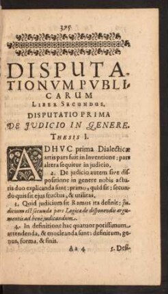 Disputatio Prima De Judicio In Genere.