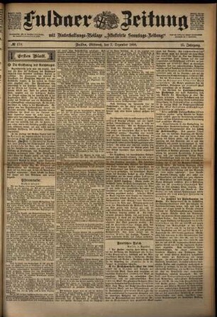 Erste Ausgabe vom Mittwoch, den 07. Dezember 1898.