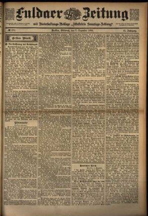 Erste Ausgabe vom Mittwoch, den 07. Dezember 1898.