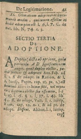 Sectio Tertia De Adoptione.