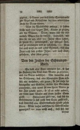 Von den Zeichen der Schwangerschaft.