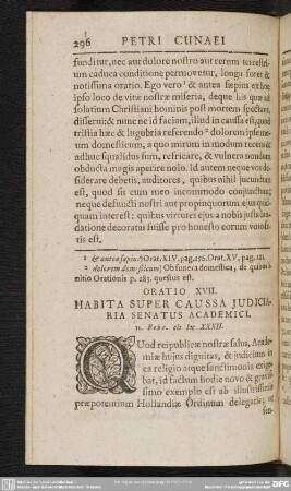 Oratio XVII. Habita Super Caussa Judiciaria Senatus Academici II. Febr. MDCXXXII