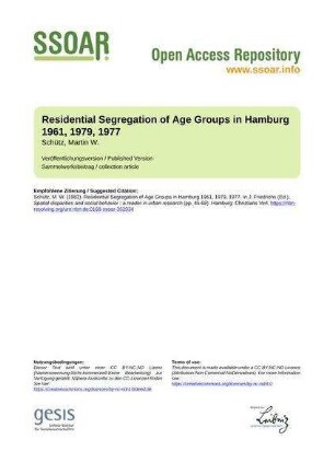 Residential Segregation of Age Groups in Hamburg 1961, 1979, 1977