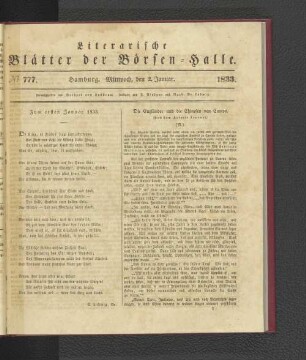Zum ersten Januar 1833.