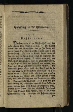 Einleitung in die Geometrie