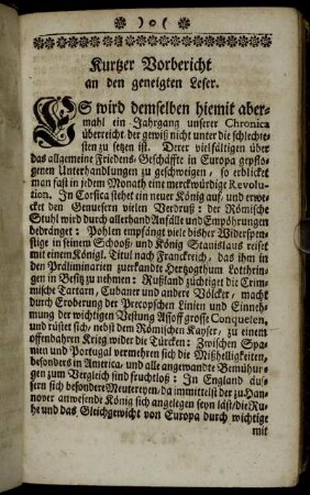 Kurtzer Vorbericht an den geneigten Leser.
