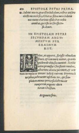 In Epistolam Petri Secundam Argumentum Per Erasmum Rot.