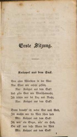 Unpolitische Lieder, Erster Theil