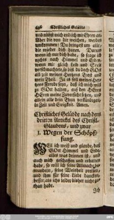 Christliches Gelübde nach dem dritten Artickel des Christl. Glaubens, und zwar