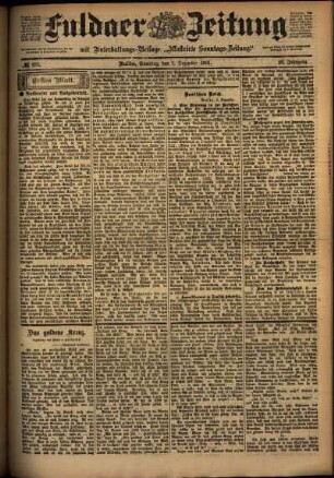 Erste Ausgabe vom Samstag, den 07. Dezember 1901.
