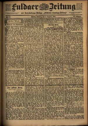 Erste Ausgabe vom Samstag, den 07. Dezember 1901.