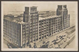 Ansichtskarte Karstadt-Gebäude aus erhöhter Perspektive, Hermannplatz