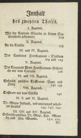 Innhalt des zweyten Theils.