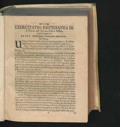Exercitatio Iustinianea III. Respondente Petro Schultzen ...