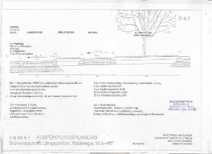 Hansjakob, Gottfried; Bonn; Forschungszentrum Caesar - Ausführungsplan Radweg, Grün- und Parkstreifen entlang der Ludwig-Erhard-Allee (Schemaschnitt)