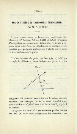 Sur un système de coordonnées triangulaires.
