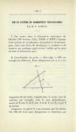 Sur un système de coordonnées triangulaires.