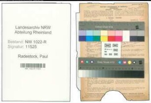 Entnazifizierung Paul Radestock , geb. 28.03.1900 (Ingenieur)