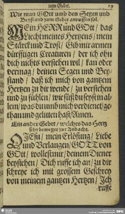 Wie man Gott unb den Segen und Beystand zum Gebet anruffen sol