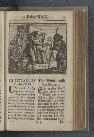 Fable XXX. : Le paysan, et l'agneau. Der Bauer und das Schaaff.