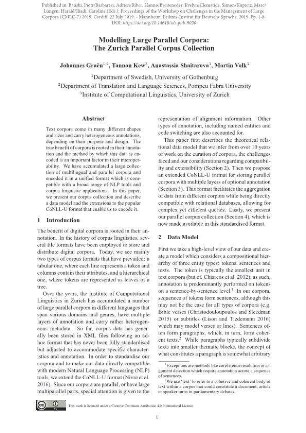 Modelling large parallel corpora. The Zurich Parallel Corpus Collection