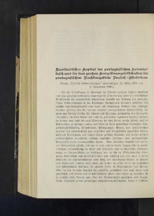 Ausländisches Kapital im portugiesischen Kolonialbesitz und die drei großen Konzessionsgesellschaften im portugiesischen Nachbargebiete Deutsch-Ostafrikas.