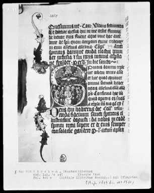 Missale des Petrus Crüger — Initiale S (piritus domini) mit der Ausgießung des heiligen Geistes, Folio 106verso