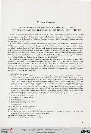 6: "Martyrium SS. Crispini et Crispiniani MM" et un tableau néerlandais du début de XVI e siècle