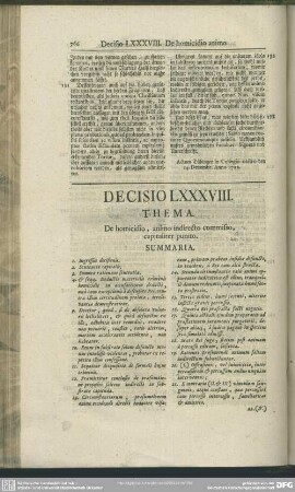 Decisio LXXXVIII. De homicidio, animo indirecto commisso, capitaliter punito