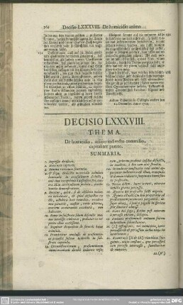 Decisio LXXXVIII. De homicidio, animo indirecto commisso, capitaliter punito