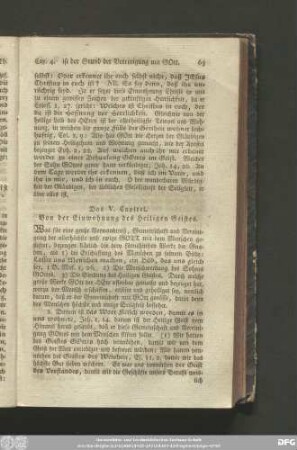 Das V. Capitel. Von der Einwohnung des Heiligen Geistes.