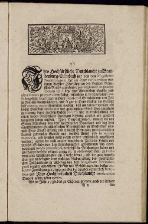 Ihro Hochfürstliche Durchlaucht zu Brandenburg-Culmbach[...]