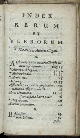 Index Rerum Et Verborum. [Pl. siehe arabische Paginierung]