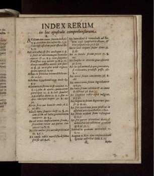 Index Rerum in hoc opusculo comprehensarum